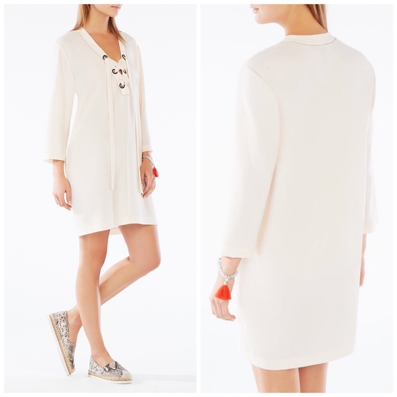 [BCBG] Cream Tonya Lace-Up Tunic Dress - Picture 2 of 8